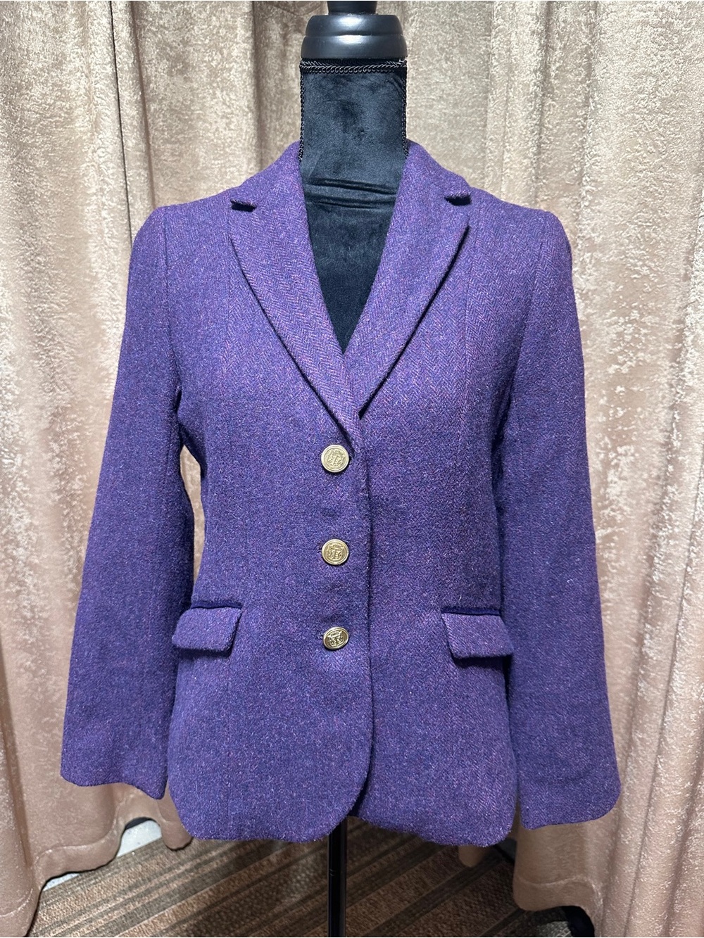 Talbots purple herringbone wool blazer